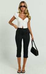 Rhode Pants - Capri Slim Fit Side Split Pants in Black
