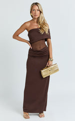 Riley Maxi Dress - Gathered Over Bust Dress in Chocolate