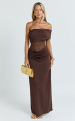 Riley Maxi Dress - Gathered Over Bust Dress in Chocolate