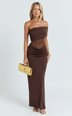 Riley Maxi Dress - Gathered Over Bust Dress in Chocolate