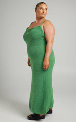 Yurika Midi Dress - Knit Open Back Dress in Green