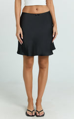 Risa Mini Skirt - High Waisted Bias Cut Skirt in Black