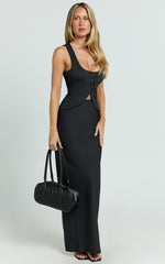 Romeo Maxi Skirt - Low Waist Bias Cut Maxi Skirt in Black