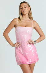 Rose Mini Dress - Ombre Sequin Shift Dress in Pink