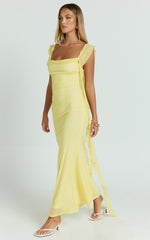 Rosha Maxi Dress - Ruffle Strap Dress in Butter