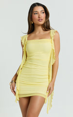 Rosha Mini Dress - Ruffle Strap Dress in Lemon