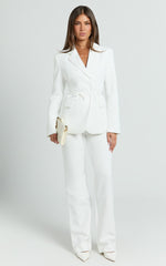 Sally Pants - Mid Waisted Straight Leg Tailored Pants in White