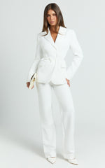 Sally Pants - Mid Waisted Straight Leg Tailored Pants in White