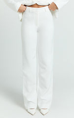 Sally Pants - Mid Waisted Straight Leg Tailored Pants in White