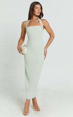 Salome Midi Dress - Halter Neck Column Dress in Sage