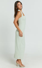 Salome Midi Dress - Halter Neck Column Dress in Sage
