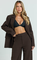 Selena Blazer - Boxy Single Breasted Blazer in Dark Chocolate
