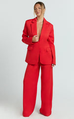 Selena Blazer - Boxy Single Breasted Blazer in Red