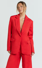 Selena Blazer - Boxy Single Breasted Blazer in Red