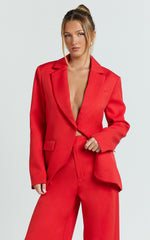 Selena Blazer - Boxy Single Breasted Blazer in Red