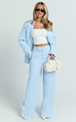 Selena Pants - High Waisted Wide Leg Tailored Pants in Baby Blue