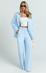 Selena Pants - High Waisted Wide Leg Tailored Pants in Baby Blue