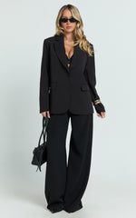 Selena Pants - High Waisted Wide Leg Tailored Pants in Black