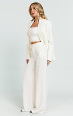 Selena Pants - High Waisted Wide Leg Tailored Pants in Cream
