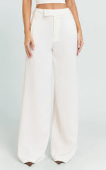 Selena Pants - High Waisted Wide Leg Tailored Pants in Cream