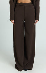 Selena Pants - High Waisted Wide Leg Tailored Pants in Dark Chocolate