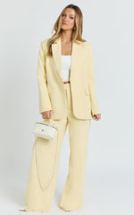 Selena Pants - High Waisted Wide Leg Tailored Pants in Lemon