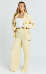 Selena Pants - High Waisted Wide Leg Tailored Pants in Lemon