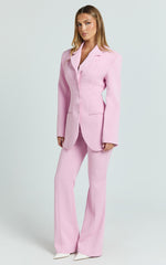 Seville Blazer - Long Line Notched Lapel Blazer in Pink