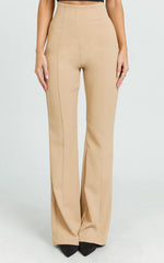 Seville Pants - High Waisted Slim Fit Bootleg Tailored Pants in Beige