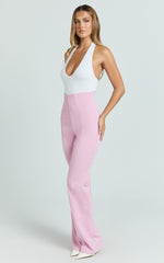 Seville Pants - High Waisted Slim Fit Bootleg Tailored Pants in Pink