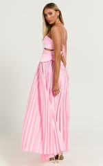 Shay Maxi Dress - Sweetheart Cut Out Pleated Dress in Pink