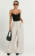 Sofia Bodysuit - Bustier Netting Bodysuit in Black