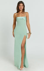 Sonya Maxi Dress - Cowl Neck Asymmetric Fit And Flare Dress in Sage