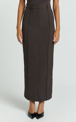 Stella Maxi Skirt - High Waisted Pencil Skirt in Chocolate
