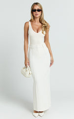 Stella Maxi Skirt - High Waisted Pencil Skirt in Stone