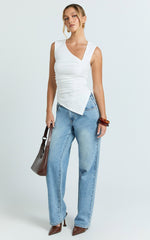 Sullivan Top - Sleeveless Asymmetrical Cut Out Top in Cream