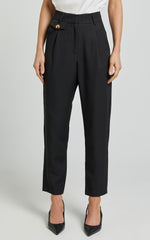 Suri Cropped Pant - High Waisted Tapered Tailored Pant With Pocket Detail in Black