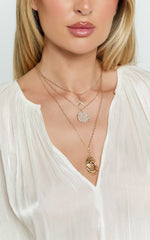 Sybil Multi Layer Charm Necklaces in Gold
