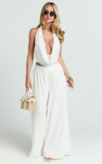 Tamara Pants - High Elasticated Waist Wide Leg Pants in White