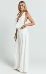 Tamara Pants - High Elasticated Waist Wide Leg Pants in White