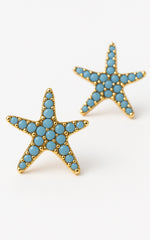 Tarah Starfish Earrings in Blue/Gold