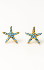 Tarah Starfish Earrings in Blue/Gold