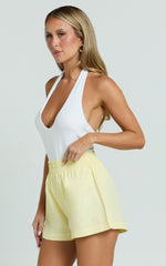 Terah Shorts - High Waisted Shorts in Butter Yellow