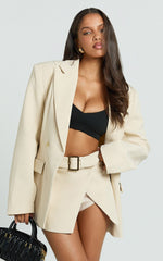 Tessa Skort - Low Rise Belted Skort in Beige