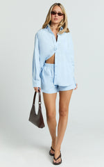 THP Collared Button Up Long Sleeve Shirt - THP Collared Button Up Long Sleeve Shirt in Blue