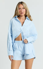 THP Collared Button Up Long Sleeve Shirt - THP Collared Button Up Long Sleeve Shirt in Blue