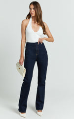 Tianna Jeans - High Waisted Fitted Straight Leg Jeans in Indigo Wash