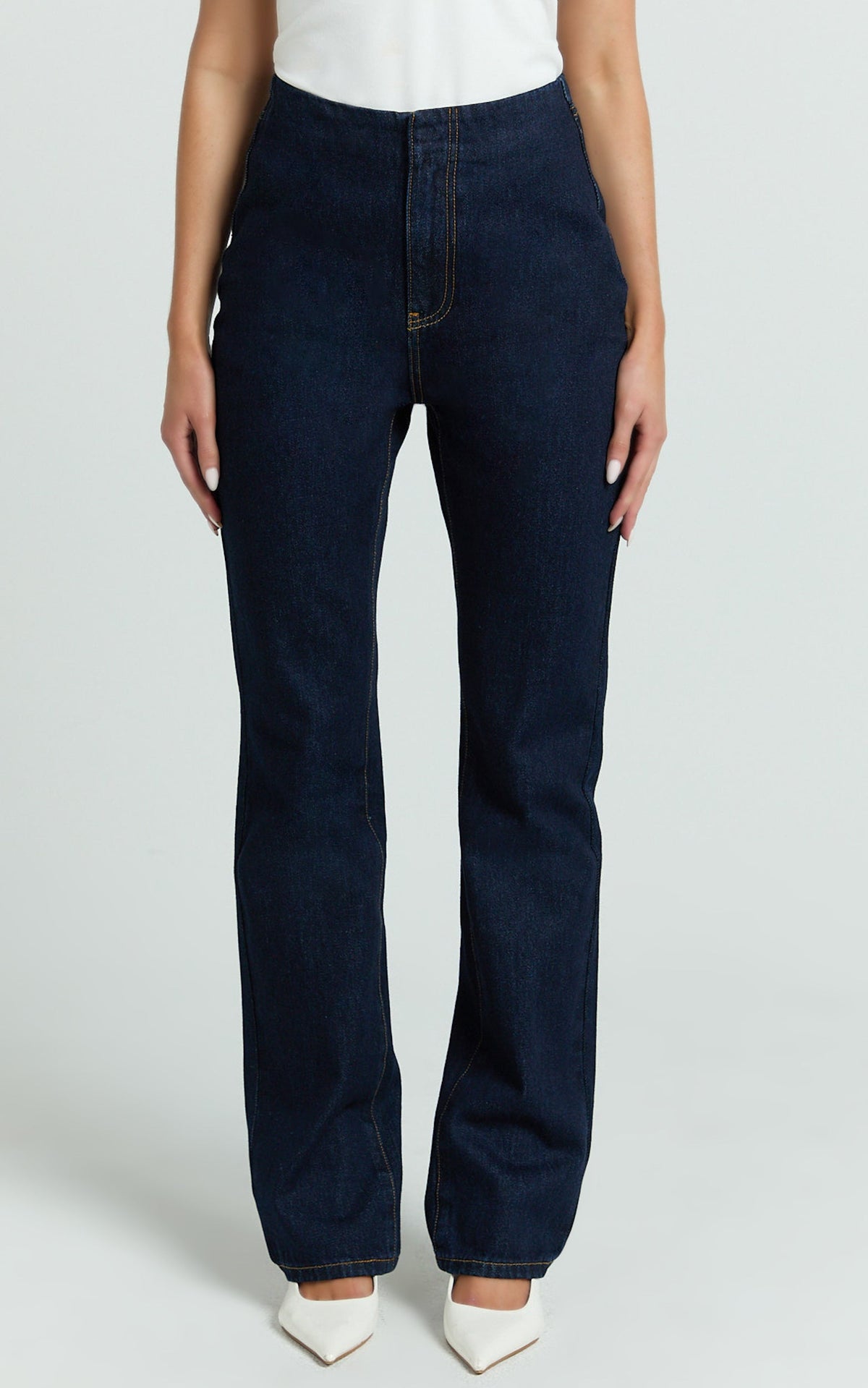 Tianna Jeans - High Waisted Fitted Straight Leg Jeans in Indigo Wash