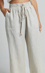 Tilly Linen Pants - Elasticated Drawstring Relaxed Linen Pants in Beige