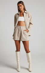 Tovil Shorts - High Waisted Corduroy Shorts in Sand